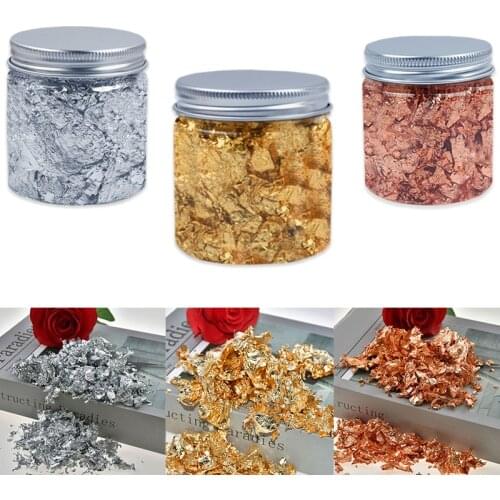 3g Imitation Sliver Copper Foil Sequins Glitters Leaf Flake Sheets Bulk Foil Paper for Gilding DIY Nail Art Decor Gold Leaf