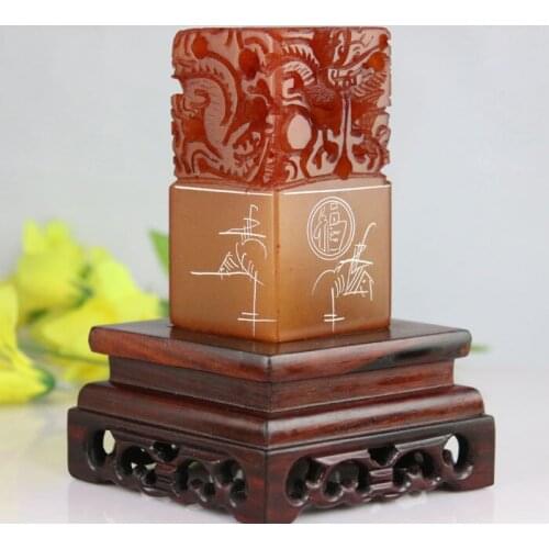 4 * 4 * 8cm Shoushan stone five dragons hollow seal custom seal cutting calligraphy painting hand carved stone name seal
