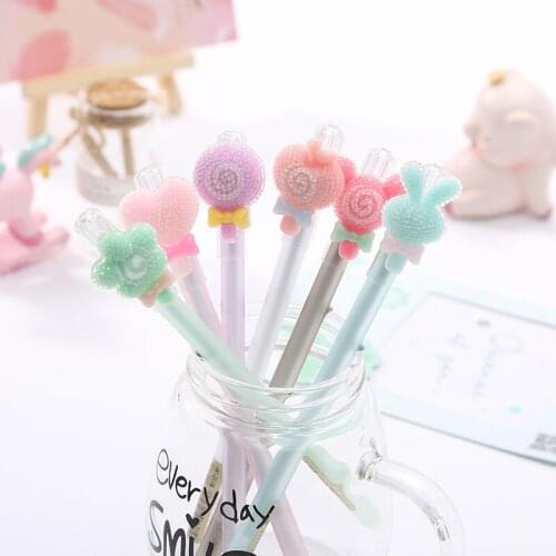 48 pcs/lot Creative Lollipop Animal Erasable Gel Pen Cute 0.5mm Signature Pens Office School Writing Supplies Promotional gift