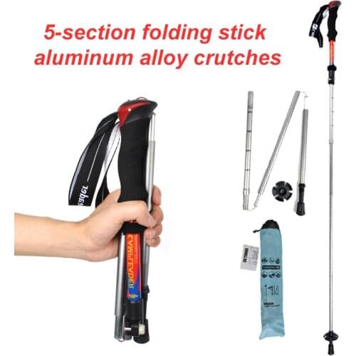 5-Section Fold Trekking Poles Camping Portable Walking Hiking Stick For Older Person Telescopic Walking Easy Put Into Bag