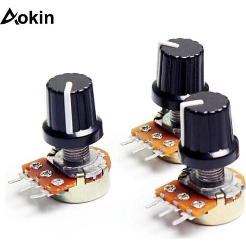 5 PCS B1K B2K B5K B10K B20K B50K B100K B500K 3Pin 15mm Shaft Amplifier Dual Stereo Potentiometer 1K 2K 5K 10K 50K 100K 500K
