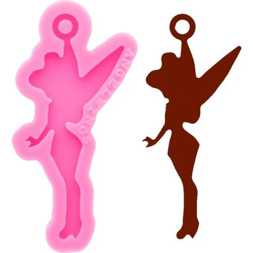 Shiny Flower Fairy Resin Mould Silicone Angel girl Keychains Molds DIY Jewelry Epoxy Mould DY0670