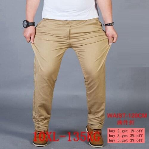 Summer Mens Smart Casual Pants 44 46 48 Stretch XL 7XL 8XL 9XL 10XL Stretch Pants Trousers Straight Khaki