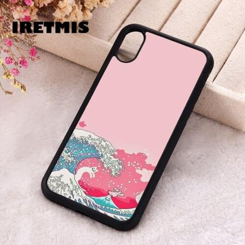 Iretmis 5 5S SE 2020 phone cover cases for iphone 6 6S 7 8 Plus X Xs Max XR 11 12 MINI Pro Soft Silicone TPU Pink Pale Waves