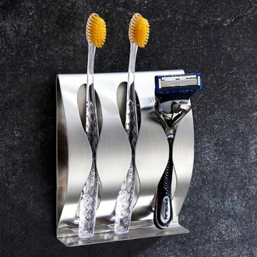 New Bathroom Stainless Steel Self-adhesive Tooth Brush Organizer Stand Holders Toothbrush Rack Wall Mount Toothbrushes Holder