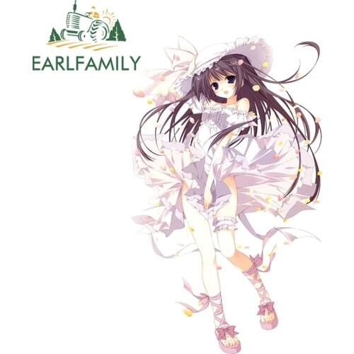 EARLFAMILY 13cm x 7.9cm For Anime Girl Cute Surfboard Decal Vinyl Car Stickers Scratch-Proof Creative Bumper Windows Decoration