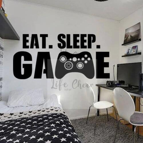 Eat Sleep Game Vinyl Wall Sticker Boys Games Room Decoration Game Player l Wall Art Decal Playroom Wall Poster Home Decor AC043