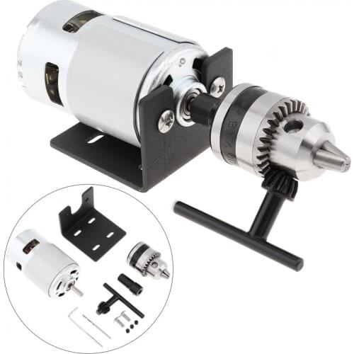 DC12V 5A -24V 3A Electric Motor Power Supply 3.175mm Round Shaft Lathe Press Motor with Drill Chuck and Mounting Bracket