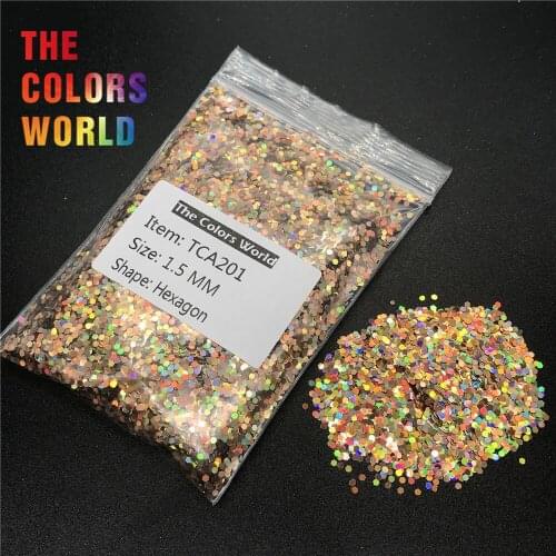 TCA201 Holographic Laser Red Gold Color Hexagon Shape Nail Glitter For Nail Decorations Nail Gel Makeup Facepaint DIY Accessorie