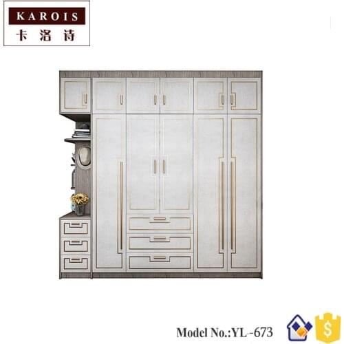 KAROIS673Nordic Solid Wood Wardrobe Master Bedroom Overall Wardrobe Combination Glass Door Large Wardrobe Customization