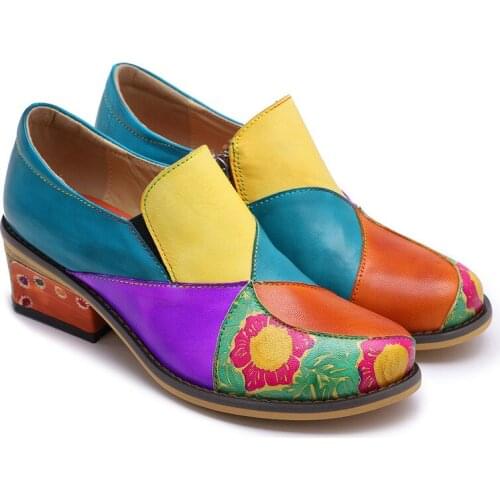 Bohemian Flat Shoes Women Summer Vintage Printed Genuine Leather Flats Casual Shoes Woman Sneakers Spring Fall New