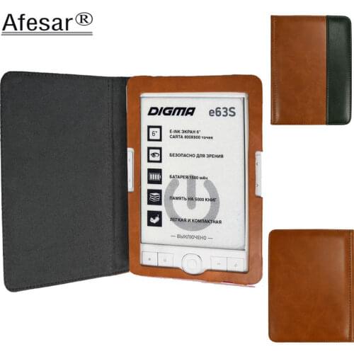 Afesar Flip Cover For Digma E63s E63sdg eReader pu leather book Case magnetic clasp flip good fit R63s R63sdg ebook pouch capa