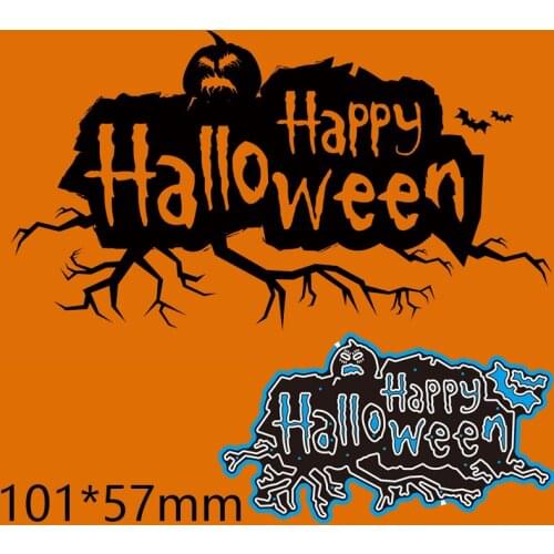 Metal Cutting Dies Letter Happy Halloween New Scrapbook paper decoration template Embossing DIY Paper Card Craft 101*57mm