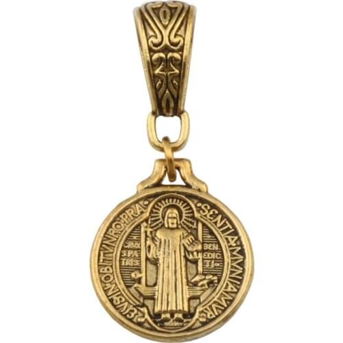 MIC 100pcs Ancient gold Benedict Medal Religious Charm Big Hole Beads Fit European Charm Bracelet Jewelry 18x40mm A-114a