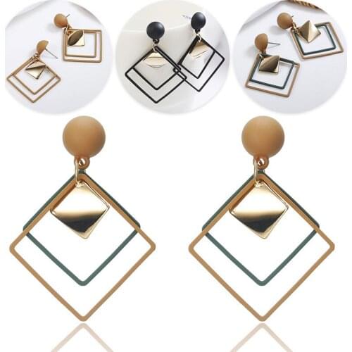 Trendy Geometric Earrings Women Rhombus Square Drop Dangle Earrings Unique Jewelry Party Wedding Accessories
