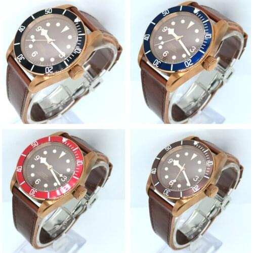 41MM Mens Watch Miyota 8215 Automatic Movemetnt Leather Strap With Stainless Steel Cases Green luminost Dial And Hands