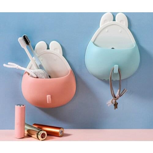 Wall Mounted Toothbrush Holder Self-adhesive Storage Rack With Hook Waterproof Toilet Toothbrush Drain Rack Bathroom Accessories