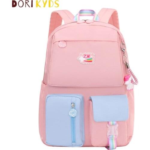 New primary school schoolbag female 6-12 years old light leisure childrens backpack lovely lady contrast color student bag
