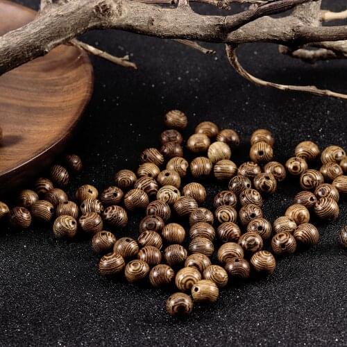New Natural Brown Wooden Beads Round Stripes Loose Spacer Wood Beads Abacus Beads For Diy Jewelry Makings Necklace Bracelets