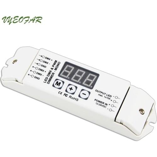 New Led DMX512 Constant Voltage Decoder;DC12V-24V Input;10A*1CH Output 1 Channel Led Screen Master Slave DMX Decoder