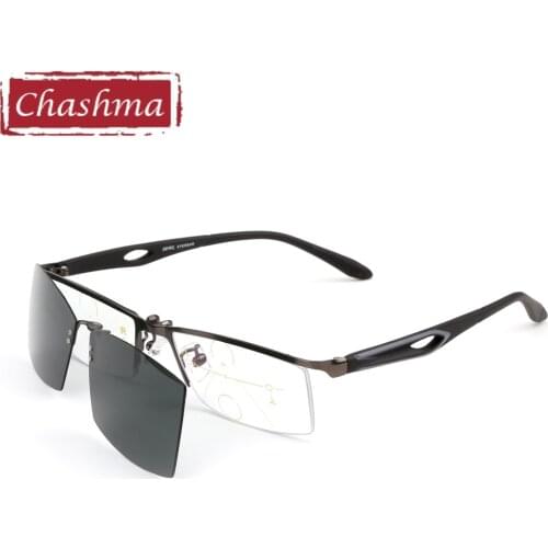 Chashma Brand Verifocal Glasses Men Half Frame Magnet Optical Eyewear Progressive Lenses Reading Glasses with Magnetic Clips