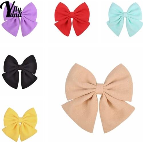 Yundfly Solid Color Chiffon Bowknot Children Hairpins Cute Handmade Bows Duckbill Clips Sweet Hair Accessories Photography Props