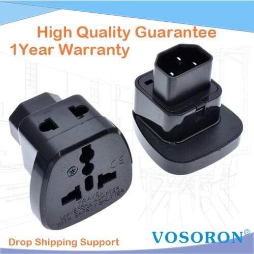 IEC 320 C14 Plug to Universal socket 1to2 converter power Adapter with Safety Shutter APC UPS PDU IEC-320 C14 inlet,1pcs