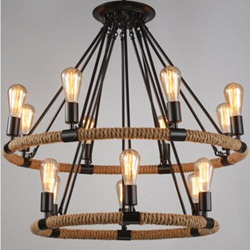 North Country Pendant Lights Loft Industrial Rope Pendant Lamps Restaurant Lamps Retro Vintage Edison Lighting 6/8/14 Arms