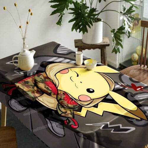 Pokemon Table Cloth Pikachu Table Cover Waterproof Tablecloths Cute Cartoon Anime Room Decor Aesthetic Rectangular Living Room