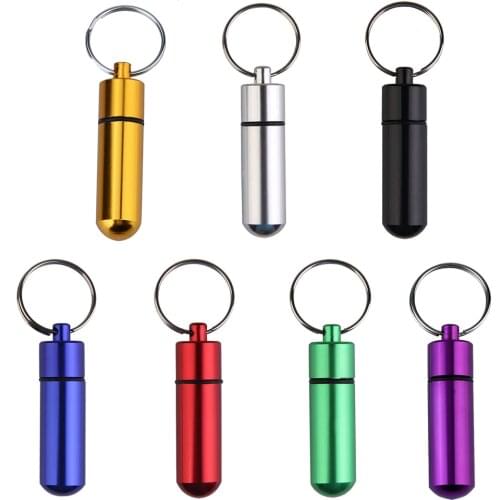 Portable Waterproof Aluminum Pill Box Case Bottle Cache Drug Holder Container Keychain Medicine Box Health Care for Home Outdoor
