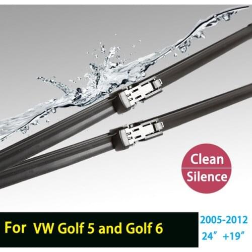 Stickers Wiper blades for VW Volkswagen Golf 5 6 Mk5 Mk6 (2006-2012) 24"+19" fit push button wiper arms only