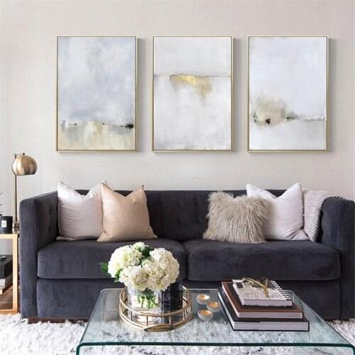 Nordic Modern Minimalism Yellow Gray Abstract Canvas Painting Print Wall Poster Decoration Picture Living Room Sofa Background