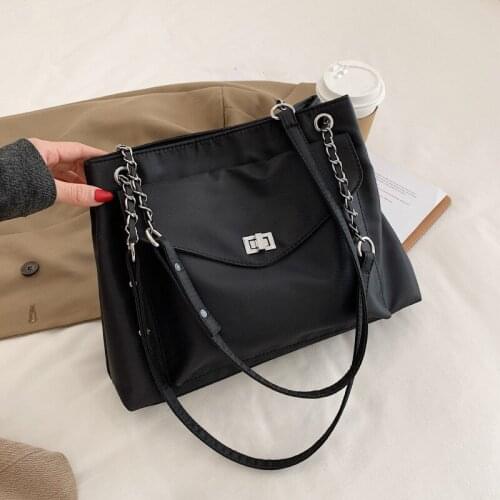 Commute Large Capacity Tote Women 2021 Trend Simple Chain Shoulder Bag Lady Design Fashion Luxury Oxford Cloth Crossbody Bag