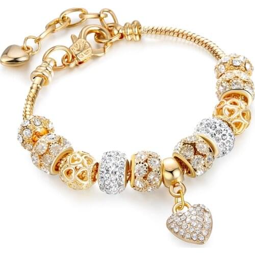 Szelam Famous Brand Cubic Zirconia Bracelets&Bangles Charm Gold Heart Bracelets For Women Handmade Jewelry Bracelet SBR190496