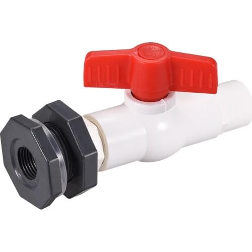 Uxcell PVC Ball Valve Connector Spigot Kit G1/2, with Bulkhead Fitting Adapter, Grey White Red for Water Tank