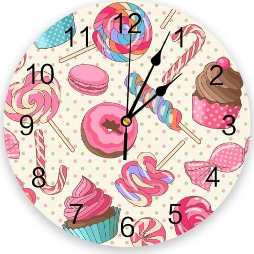 Delicious Food Donut Round Wall Clock Creative Home Decor Living Room Quartz Needle Wall Clocks Hanging Watch