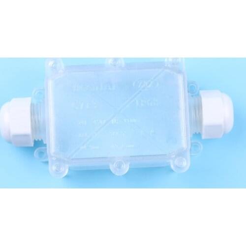 IP68 Waterproof Connection Box transparent Outdoor one in one out plastic junction enclosure with cable gland & 3 way terminals