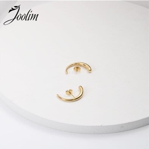 Joolim High Quality PVD Gold Finish Ox Horn Stainless Steel Stud Earring Tarnish Free Gold Jewelry