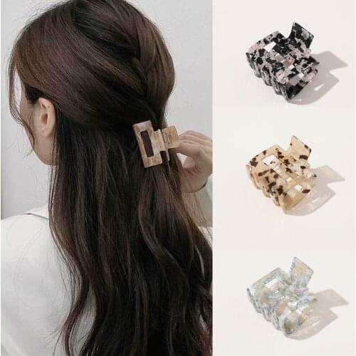 Women Fashion Acetic Acid Hair Claws Square Acrylic Hair Clamps Crab Geometric Multiple Colorful Hair Clips Hair Accessories