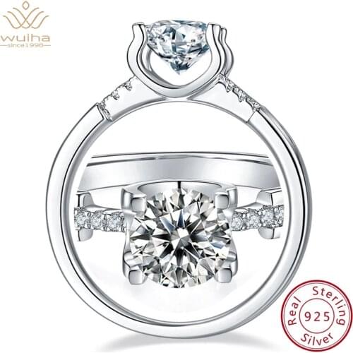 WUIHA Classic 100% 925 Sterling Silver Natural Pink Sapphire Emerald Gemstone Wedding Engagement Cocktaill Ring New Fine Jewelry