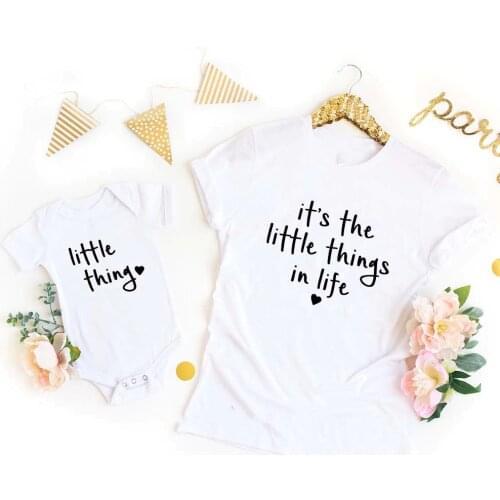 1pcs Mommy and Me Tees Its The Little Things In Life Little Thing Matching Family Shirts Mom T-Shirt Baby Bodysuit