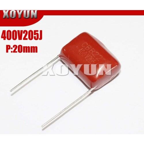 10pcs/lot CBB 400V205J Pitch 20MM 205J 400V 205J400V CBB Polypropylene film capacitor