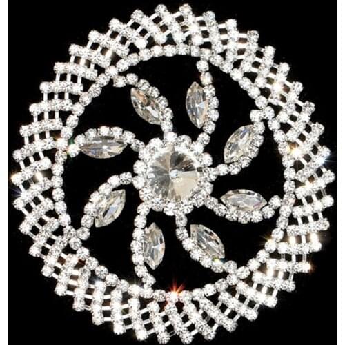Cusack 10 cm Round Crystal Rhinestones Applique for Wedding Dresses Hats DIY Crafts Decoration Silver Gold Flatback