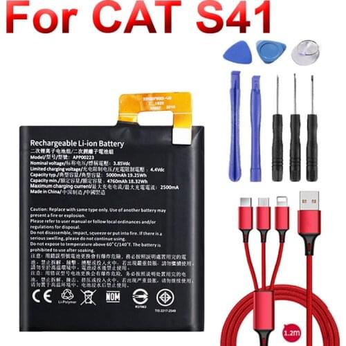 100% New 5000mAh Battery Replacement for CAT S41 APP00223 Batteries Bateria+USB cable+toolkit