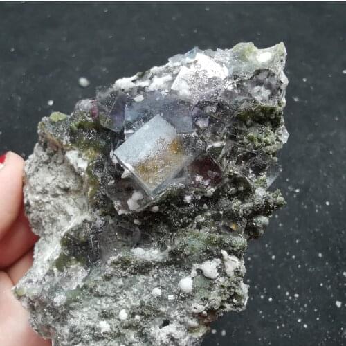 113.5gNatural rare transparent fluorite mica cluster mineral specimen stone and CRYSTAL HEALING CRYSTAL QUARTZ GEM