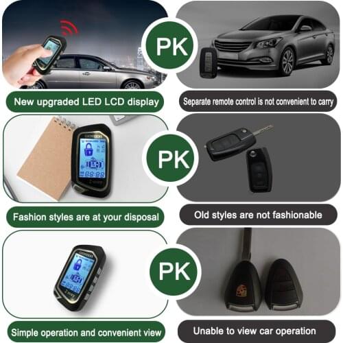 2 Way Car Alarm System+ Engine Start LCD Remote Control Key keychain StarLine MP728S