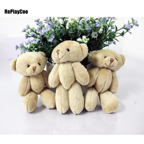 25pcs/lot Mini Teddy Bear Stuffed Plush Toys 12cm Small Bear Stuffed Toys brown pelucia Pendant Kids Birthday Gift Decor 079