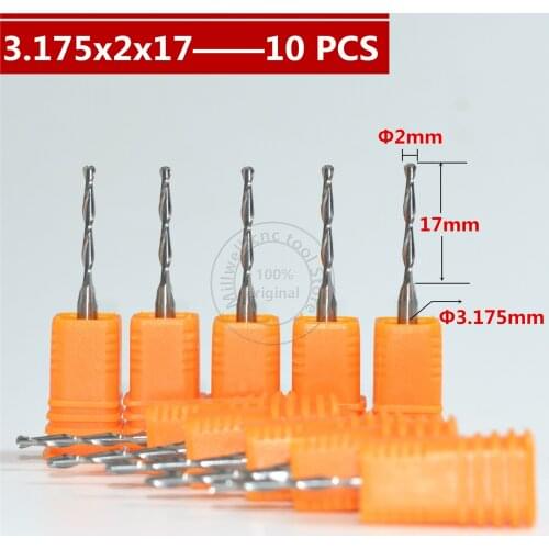 3.175mm*2.0mm*17mm-10 PCS,CNC machine insert bit,solid carbide milling,2 flute ball nose end mill,relief woodworking bit