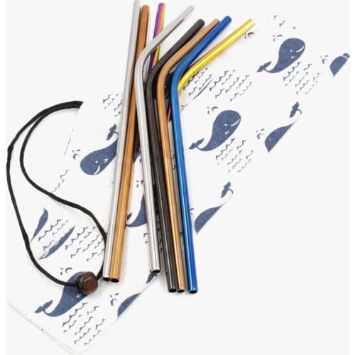 3Pcs Colorful 304 Stainless Steel Straws Environmentally Reusable Bent Metal Drinking Straw Bar Drinkware Accessories
