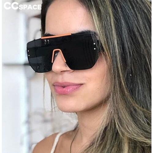 46580 Oversized One Lens Sunglasses Square Men Women Fashion Shades UV400 Vintage Glasses